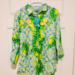 🆕Women’s Antico Sartoria Green Yellow Lemon Shirt